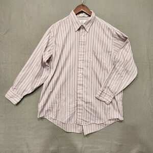 Van Heusen 417 Mens Long‎ Sleeve Button Up Purple Striped Shirt Size 2X